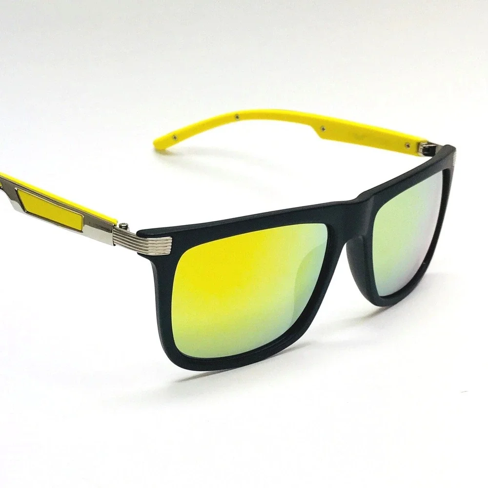Square Sunglasses Yellow Mirrored Lens Fashion Sun Glasses Men‎ Fishing Driving